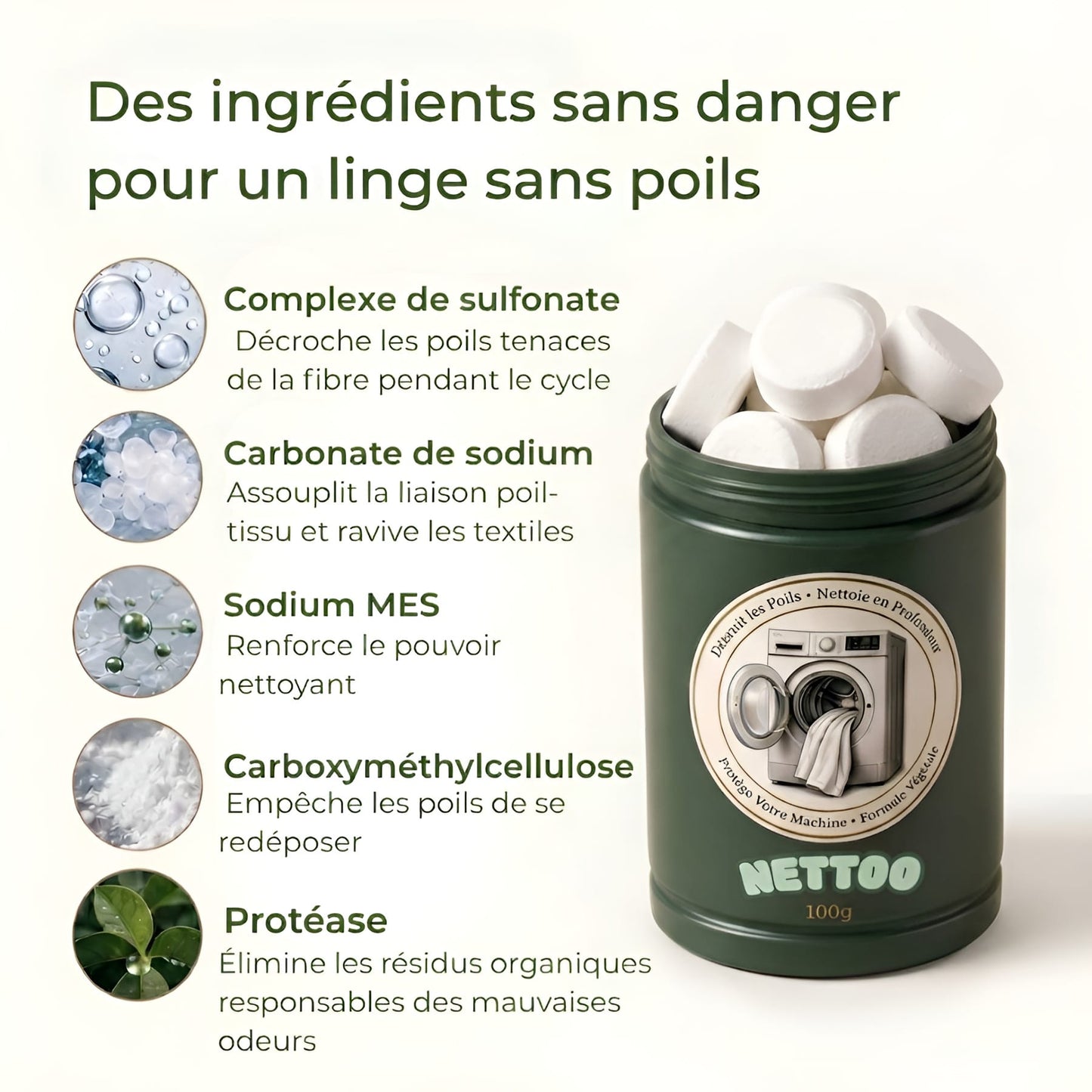 Pastilles Nettoo anti-poils et odeurs